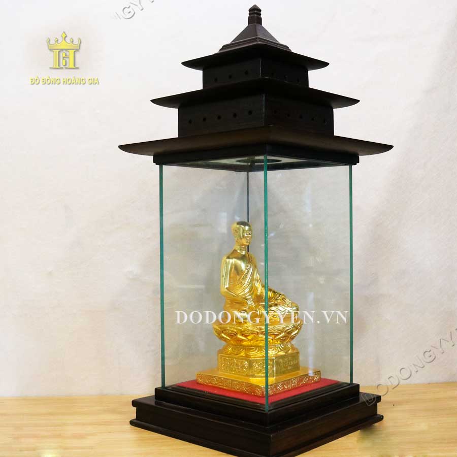  Tượng Phật Hoàng Trần Nhân Tông bằng đồng dát vành cao cấp  