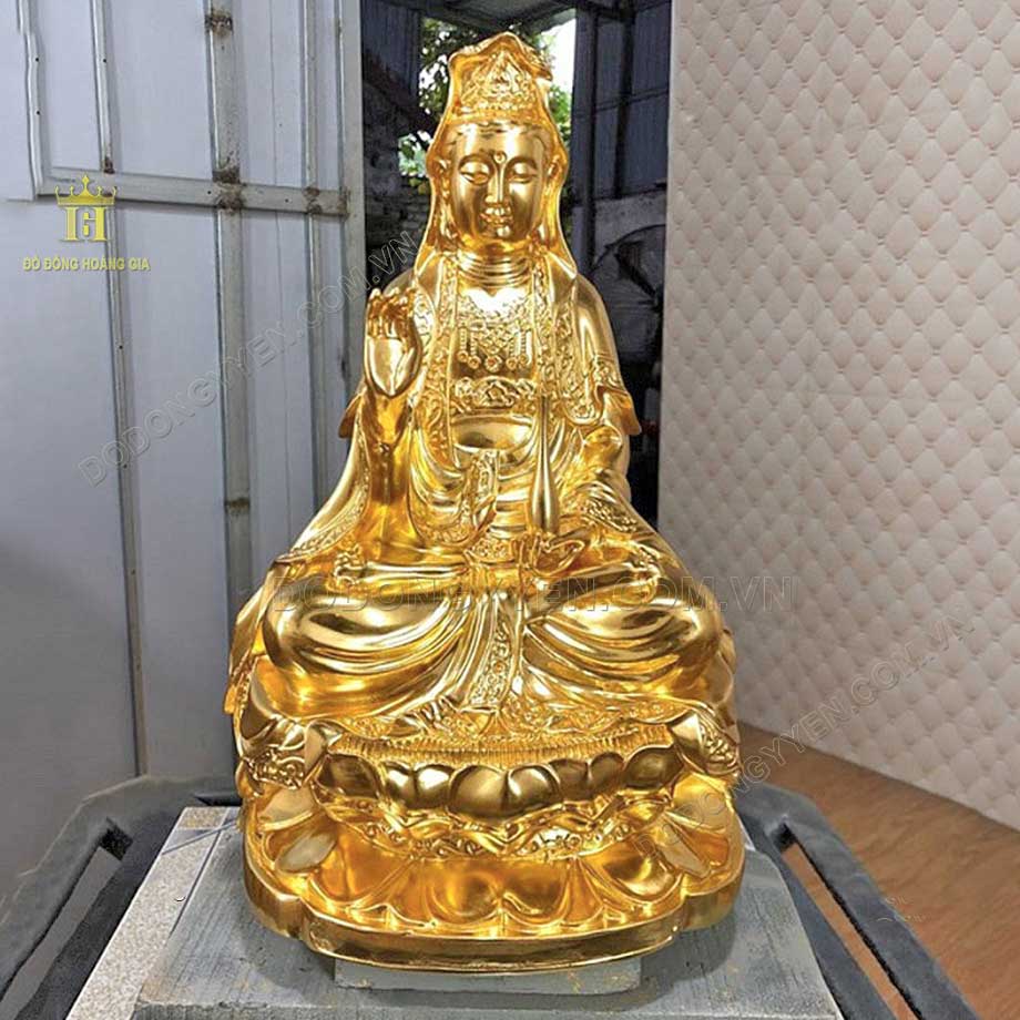 Tượng Phật Thích Ca Mâu Ni bằng đồng dát vàng cao cấp  