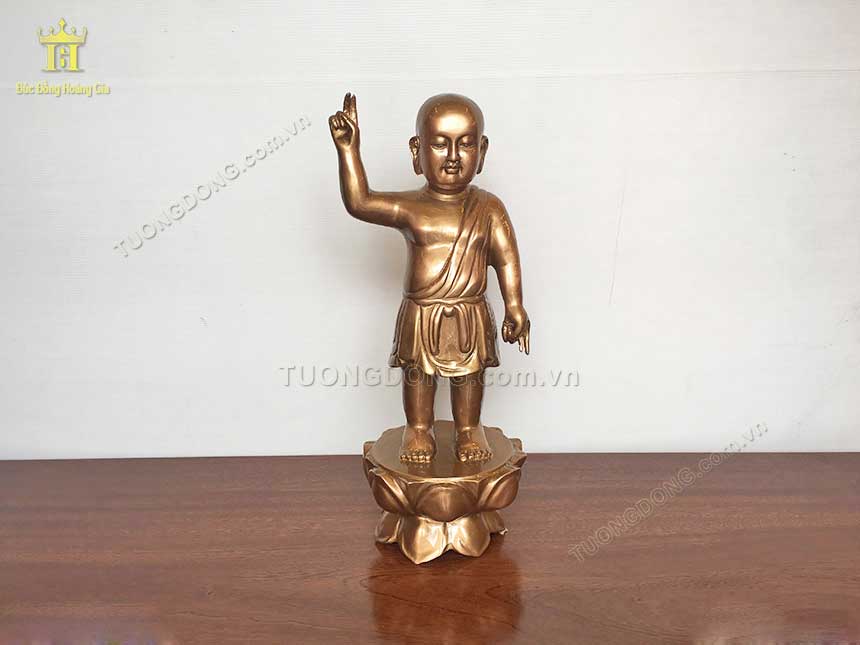  Tượng Phật Đản bằng đồng đỏ đúc nguyên khối đẹp 