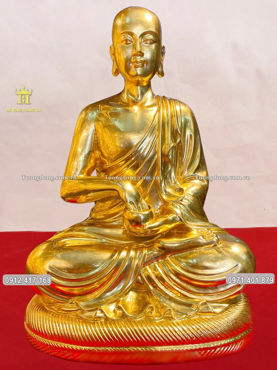 Tượng Thánh Tăng Sivali Dát Vàng 24K Cao 29Cm
