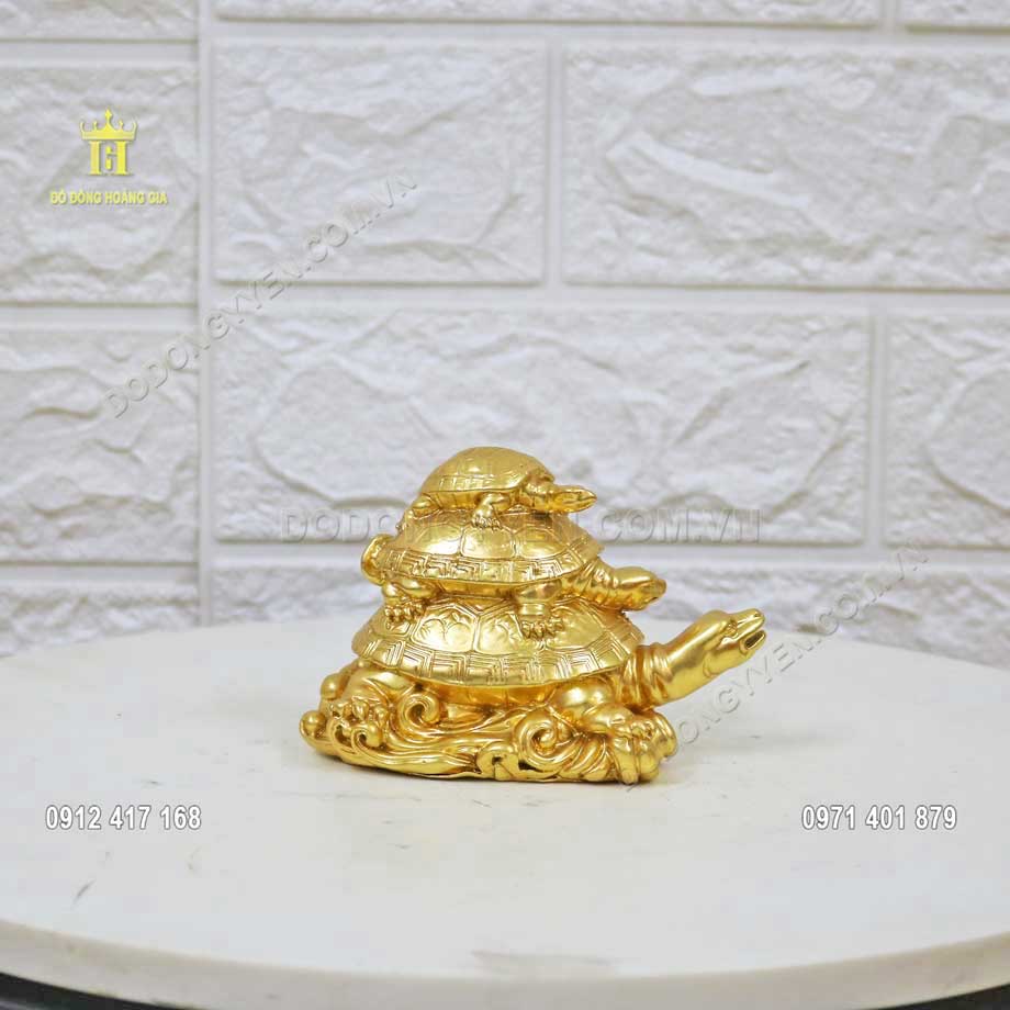 Pho tượng Rùa Cõng Con - Tam Quy Dát Vàng 24K Cực VIP - TĐ163