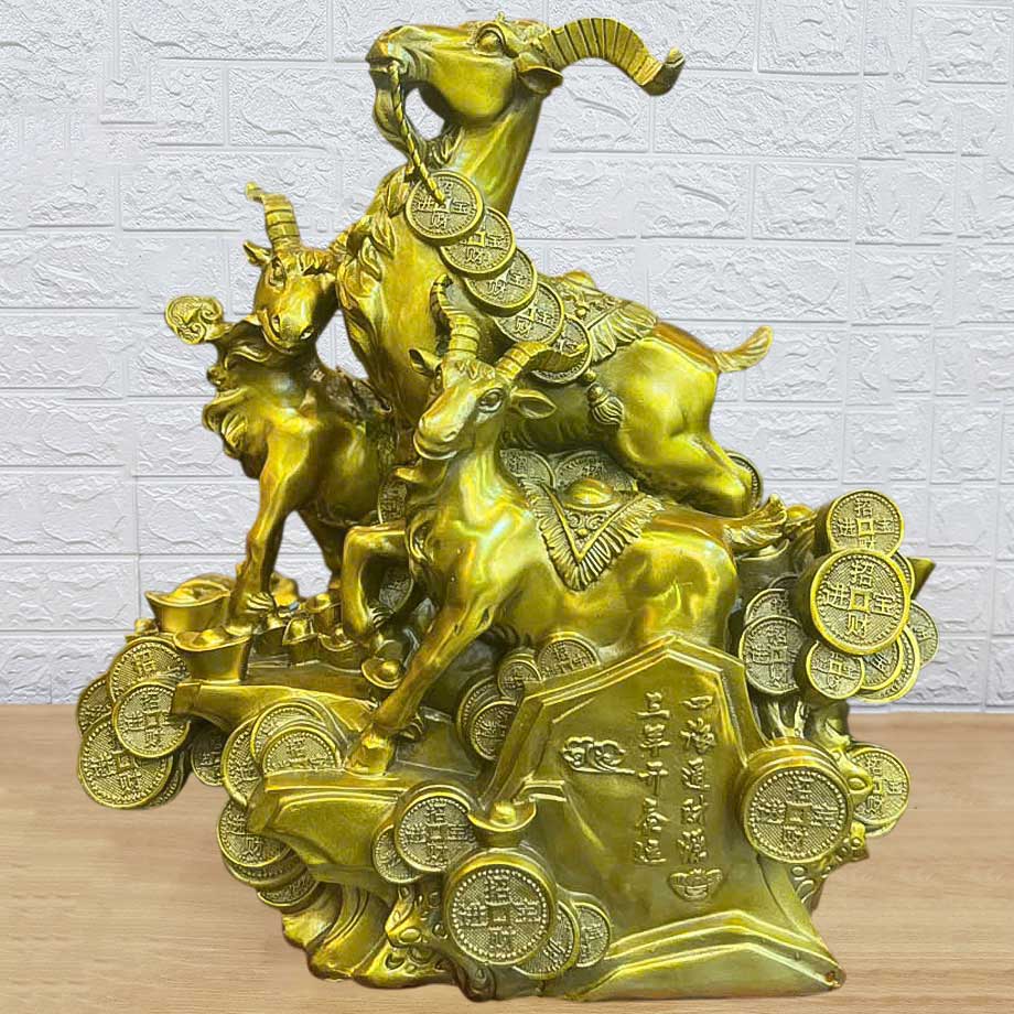 Tượng Tam Dương Khai Thái Bằng Đồng - Chiêu Tài Khai Vận